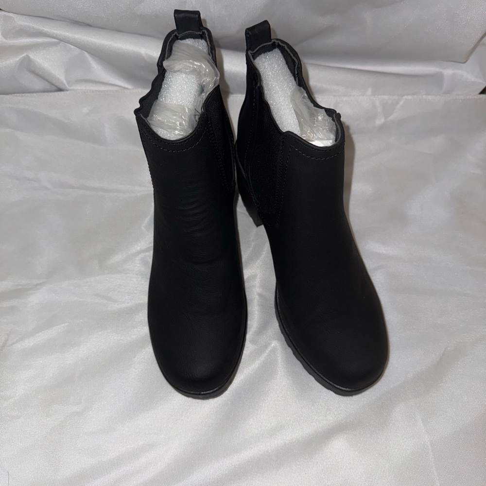 Black Faux Leather Chelsea Boots